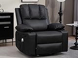 VIOLHEDO Recliner Armchair, Rocking Recliner Chair with Massage & Heat, 360° Swivel Faux Leather Reclining Chair Adjustable Leg Rest USB Ports Dual Side Pockets Drink Holders Rocker Chair DarkGrey