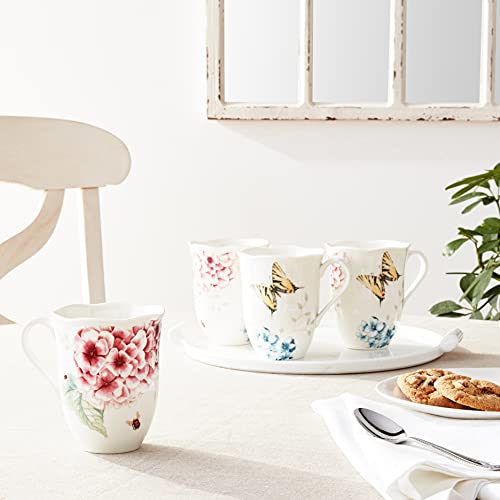 Lenox Butterfly Meadow Hydrangea 4-Piece Porcelain Mug Set, 4 Count (Pack Of 1), Multi #TOP3
