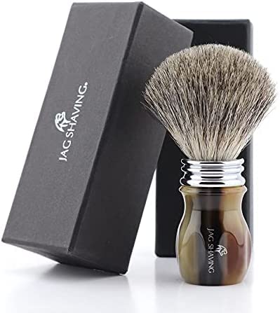 Super pędzel do golenia borsuka z uchwytem z żywicy w kolorze brązowym Jag Shaving