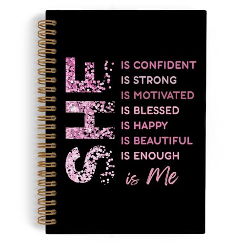 Cahier de notes rose grand format avec reliure spirale solide