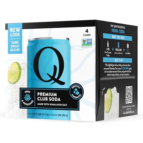 Q Mixers Club Soda, Premium Cocktail Mixer Made with Real Ingredients, 7.5 fl oz cans (Pack of 4)