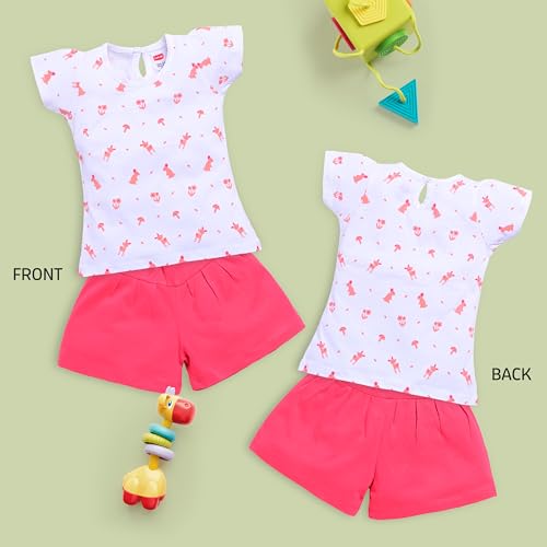 Image of LuvLap Baby Girls Regular Fit 100% Cotton Half Sleeves Girls Top CoSet Pack of 3