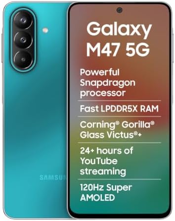 Samsung Galaxy M47 5G (Blaze Blue, 6GB RAM, 128GB Storage) | Powerful Snapdragon Processor | Fast LPDDR5x RAM, UFS 3.1 Storage | Gorilla Glass Victus Care Services