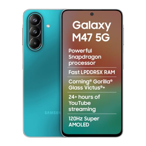 Samsung Galaxy M47 5G (Blaze Blue, 6GB RAM, 128GB Storage)| Powerful Snapdragon Processor| Fast LPDDR5x RAM,UFS 3.1 Storage| Gorilla Glass Victus+| IP