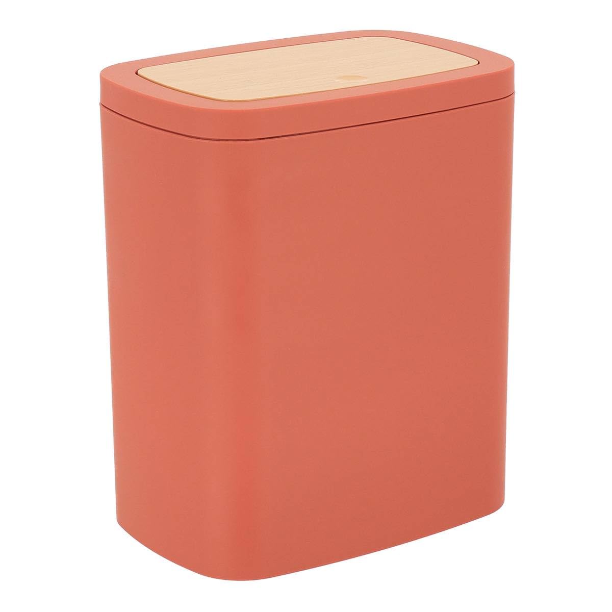 Poubelle 5l compacte anti-traces terracotta et PVC façon bambou pour WC