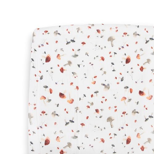 Little Unicorn Crib Sheet Mushrooms Muslin