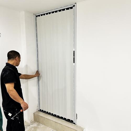 Puerta Corredera Plegable Puertas Concertina Blancas Para Interiores, 180, 185, 190, 195, 200 Y 205 CM Alto, Puertas Plegables Resistentes Para Entradas, Puertas Concertina Para Uso Comercial(90x190cm