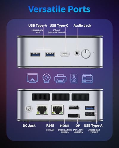 Image of Getorli Mini PC AMD Ryzen 7 6800H (Beats 7640HS /7730U) 8C /16T, Max 4.7 GHz Small Desktop Computer 32GB LP DDR5 RAM 1TB SSD Compact PCs 4K HDMI DP WiFi 6 BT5.3 Dual LAN(1000Mbps) Gaming PC