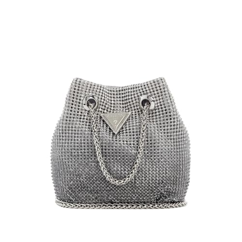 Pochette GUESS Zalina mini pouch silver mini sac à main brillant