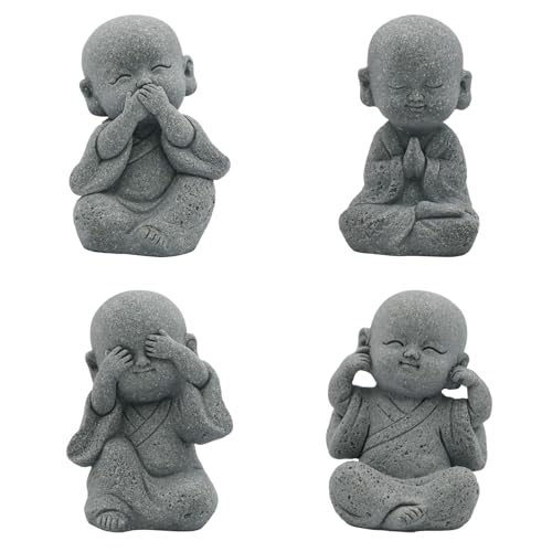 Set de 4 Figuras Bebé Buda 3 Pulgadas Piedra miniatura 1