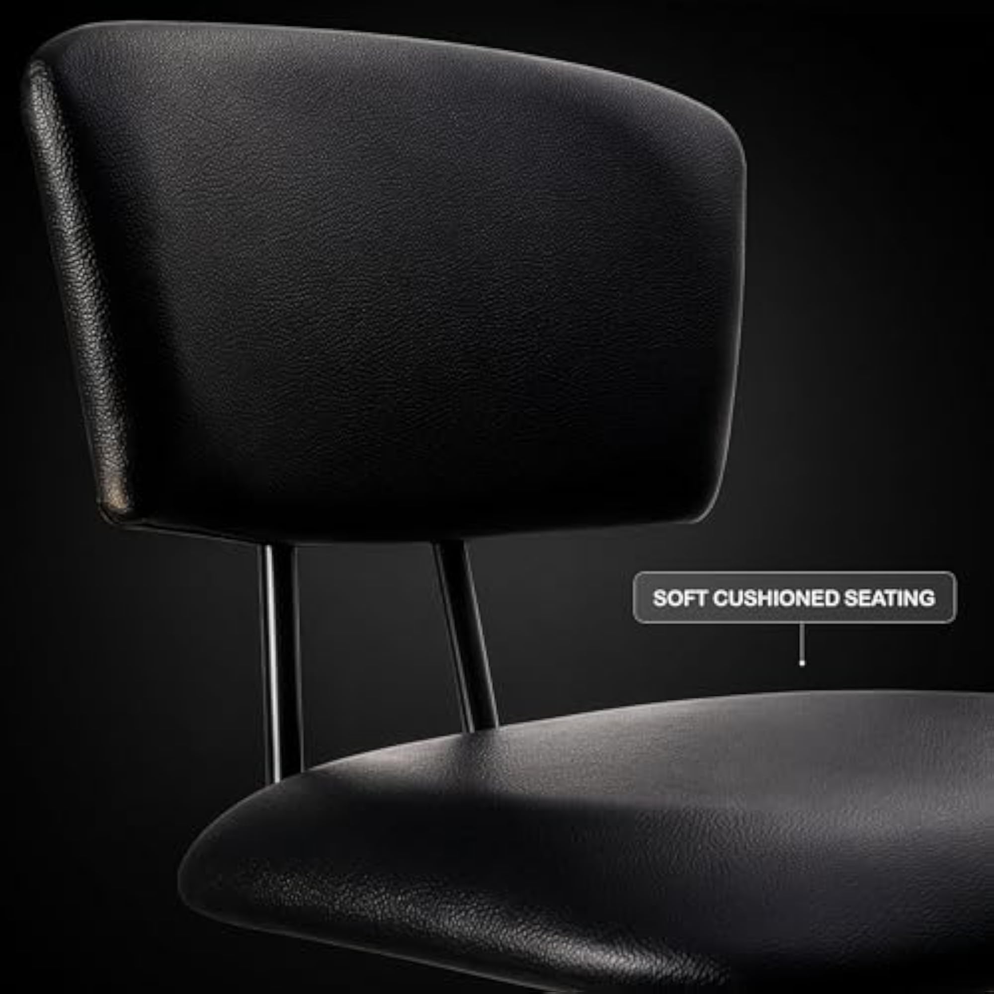 Seating Vibe Square Rolling Stool, Black