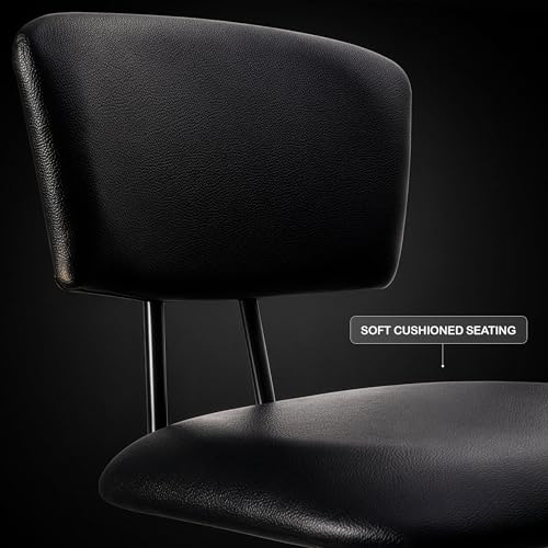 Image of DIYA Seating Vibe Square Rolling Stool (1 Year Warranty) - Black | Comfortable Backrest Height Adjustable & Revolving Swivel Stool Chair for Study Office and Regular Work- (44 inchx47 inchx85 inch)