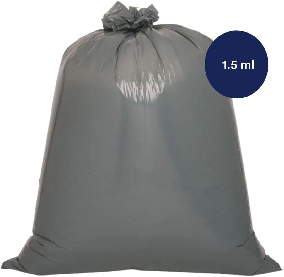 Plasticplace 32-33 Gallon Trash Bags │ 1.5 Mil │ Silver Garbage Can Liners │ 33’” x 39” (100 Count)