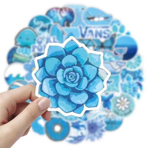 Calcomanías de vinilo impermeables estéticas azules para laptop y parachoques 4