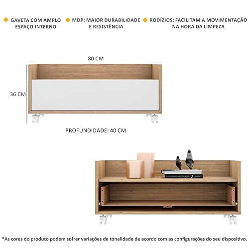 Gabinete Armário Banheiro 80 cm c/Rodízios Multimóveis Rustic/branco