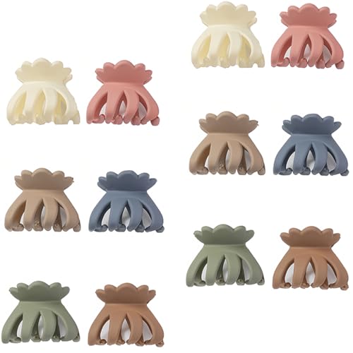 NJCXOLA 12 Piezas Pinzas Pelo Mujer Pequeñas Pulpo Pinza Pelo Pequeña 3cm Mate Pinzas Para el Pelo Small Hair Clips Antideslizantes Accesorios Pelo Mujer Niña