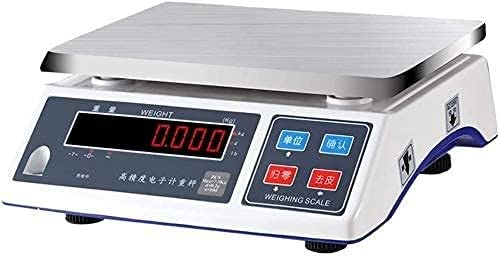 Balance électronique de haute précision en acier inoxydable avec LED rouge clairement affichée pour cuisine, restaurant, viande, fruits (blanc 3 kg/0,05 g)