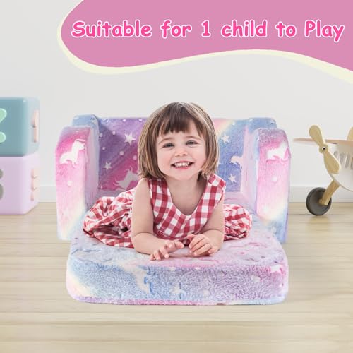 Comfy Kids Chair and Couch, 2 -in-1 Convertible Kids Chairs with Blanket by snow mini - Used condition - Image 4