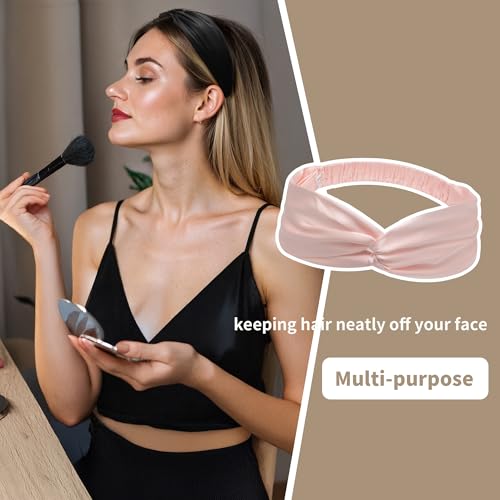 Image of ZLYC Mulberry Silk Headband for Women's Hair, Solid Light Pink