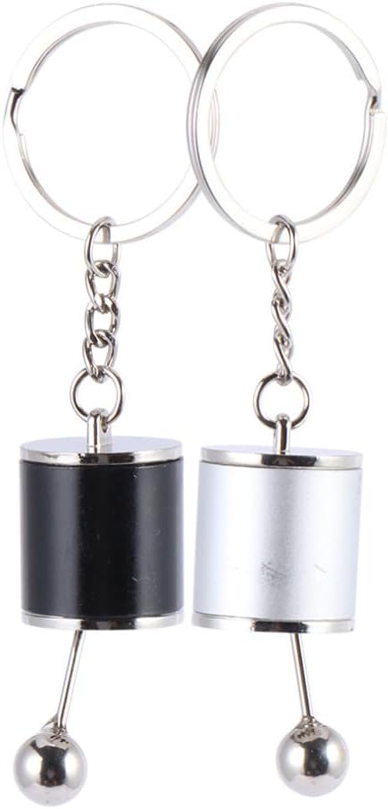 2pcs Manual Transmission Gear Keychain Set Metal Lightweight Creative Auto Model Key Rings for Organizing Keys, Stylish Black and Silver Accessories