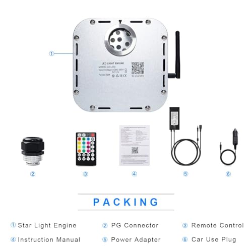 Image of AMKI High Brightness 32W Twinkle Sound Mode RGBW Light Source Engine Driver Remote /APP Control Starlight Box Motor for Fiber Optic Star Ceiling Light Kit