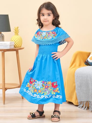 Image of Mexican Dress for Girls Traditional Vestidos Mexicanos Cinco de Mayo Embroidered Dresser Toddler Kids