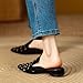 Womens Studded Pointed Toe Flat Mules Fashion Comfortable Slip On Closed Toe Flat Backless Loafers for Dressy Party Prom Daily Casual (Black,9)
