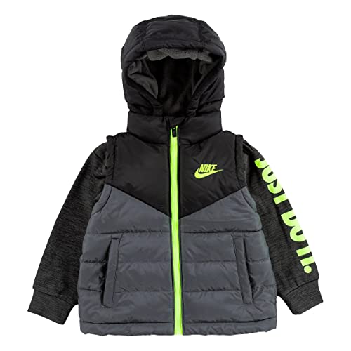 Nike Little Boys' 2Fer Full Zip Puffer Jacket (I_Gray(76G481-Gae)/Grey, 4T) #TOP27