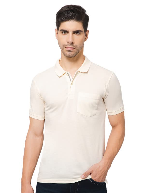 T-Shirt for Men l Breathable & Soft with Color Fastness Regular Fit Polo Neck Cotton Blend Fabric Solid Pattern-image-8