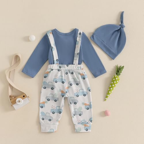 Image of FIOMVA My First 4th of July Outfit Baby Boy Car American Flag Romper Onesie Star Flag Pants Hat Set Fourth of July Clothes