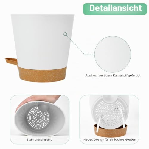 OFFCUP Kunststoff Blumentopf, 6 Stück Blumentopf mit Untersetzer 16.5*17cm – Ansicht 4