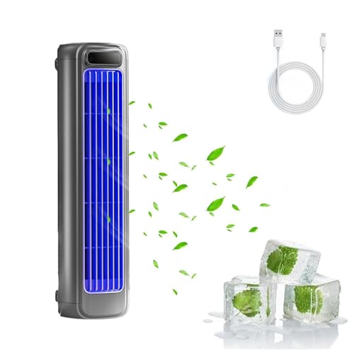 Pesmory Cooling Ace, control de 3 velocidades, refrigeración rápida, aire acondicionado portátil silencioso actualizado 2025, circulación vertical sin aspas para el hogar, carga USB (gris)