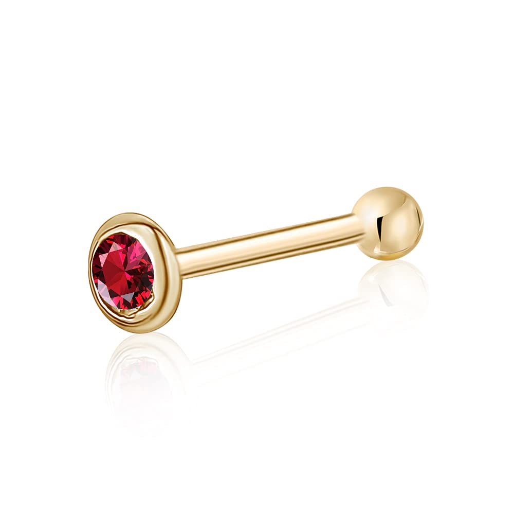 Massete18k 14k Gold Nose Ring - 20g Nose Stud, Hypoallergenic Threadless Piercings for Women Men, Yellow White Rose Real Gold Standard or Long Nose Rings Studs, CZ or Ball Nose Piercing Jewelry