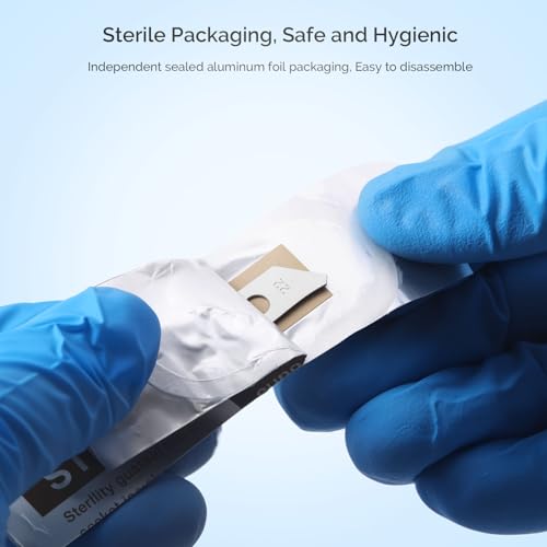Image of JMU 100pcs Scalpel Blades Sterile #22, Disposable Stainless Steel Surgical Blades, Individually Foil Wrapped