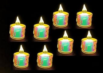 candle led light decorative candles acrylic electric tea light Flameless Smokeless. attractive rainbow color set of 6. candle for home decoration, diwali, birthday, anniversary, party, spa hotel bed room any occasion.