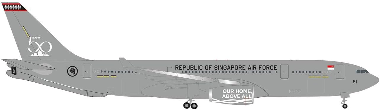 536745 Airbus Airplane Republic of Singapore Air Force A330 MRTT, RSAF 50 Years 761, on a Scale of 1 : 500, Metal Miniature Without pedastal, Model Building, Collectors Edition, Grey