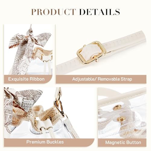 Image of Missnine Clear Bag for Stadium Approved, Clear Crossbody Bucket Bag Transparent PVC Purse for Women, Concert Stadium Events