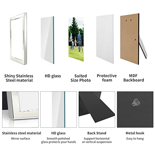 Decanit 4X4 Photo Picture Frame Metal,Dispaly For Wall Or Tabletop Pack Of 6,Silver #TOP3