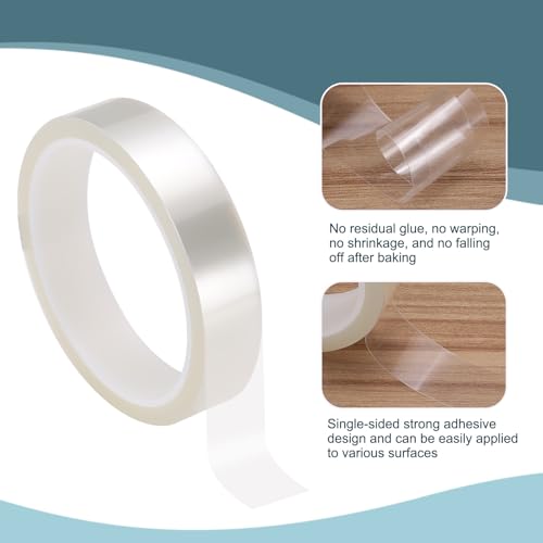 Image of HARFINGTON 2 Rolls High Temperature Masking Tape 4 /5 inch x108ft(20mmx33m) 0.05mm Thick PET Film Silicone Adhesive Heat Resistant Tapes for Heat Press Anodizing Circuit Board, Transparent