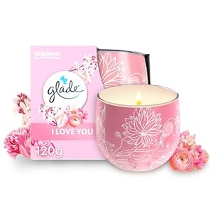 Glade Jar Candle, Scented Candle Infused with Essential Oils, Made Without Palm Oil, Up to 25 Hour Burn Time, I Love You, Pack of 6 (6 x 108g)