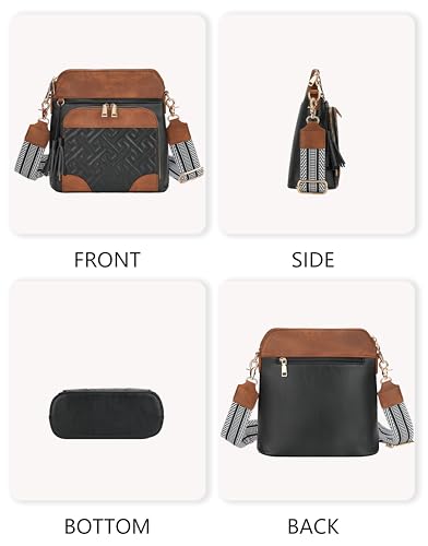 Image of Crossbody Bags for Women with Built In Wallet,RFID Travel Purse | Quilted Design, RFID Protection, Multiple Compartments, Organized Storage, iPad Compatible, Adjustable Strap