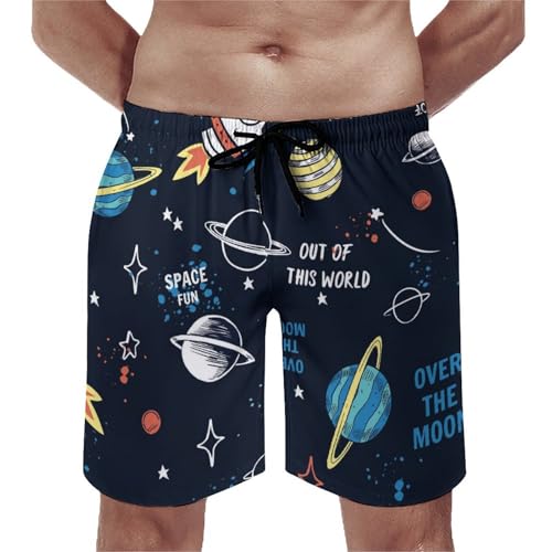 Swim shorts pantalon court de plage homme à motif fusée spatiale confortable