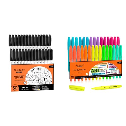 Marqueurs noirs et surligneurs Shuttle Art enfants adultes école bureau