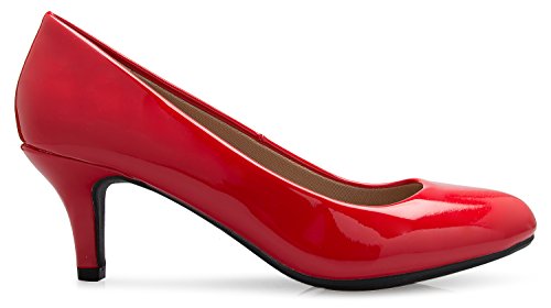 Image of Olivia K Women's Comfort Classic Round Toe Kitten Low Mid Heel Dress Pumps
