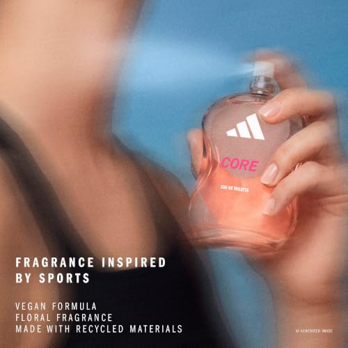 Image of adidas Core Eau de Toilette, 50ml / 1.7fl oz. (pack of 1), Notes of Peach, Rose and Sandalwood, Fragrance for Women, Long Lasting, Sporty Fragrance, Travel Size