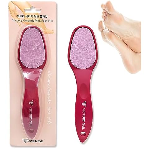 VICTORY NAIL 1PCS Medium and Rough Grit Ceramic Pink Foot File Double-Sided Callus Removal Cover
