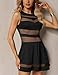 Zeagoo Damen Sexy Hohe Taille Partykleid Cocktailkleid Sommerkleid Bodycon MiniKleid mit Mesh Clubwear A-Linie Kleid S Schwarz