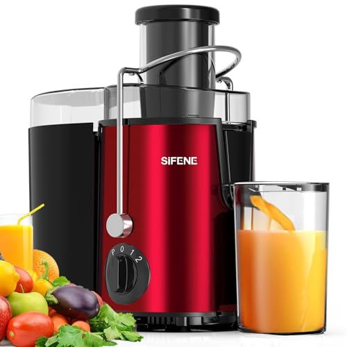 Image of Juicer Machines, SiFENE 3" Big Mouth Centrifugal Juicer Extractor for Fruits Vegetables (Red)