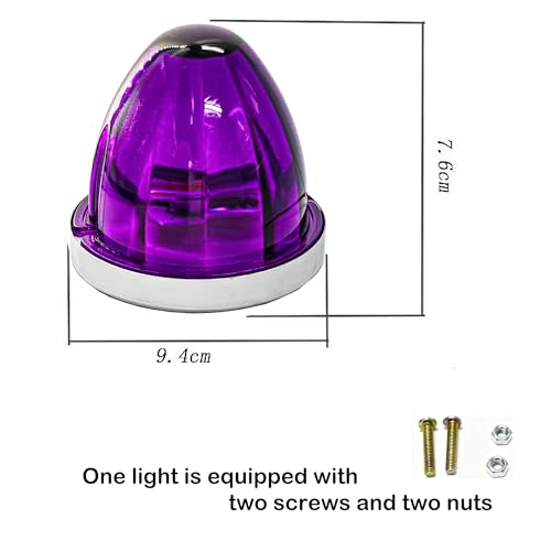 Image of 4PCS Purple Watermelon Lights, Clear Lens LED Side Marker Turn Signal Lights, Watermelon-Shaped Side Marker Tail Top Cap Roof Lights for Trailer Truck Semi-Trailer Heavy-Duty Truck Bus Van