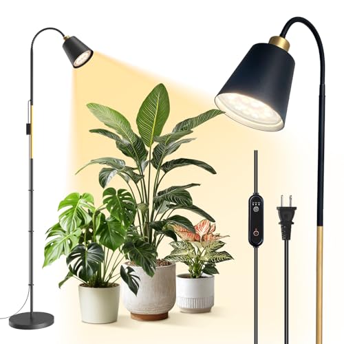 Bstrip Grow Light for Indoor Plants 65 Tall Standing Grow Light 18W Non-Dimmable LED Plant Light with Optical Lens Full Spectrum Plant Light with Flexible Gooseneck & Smart Timer